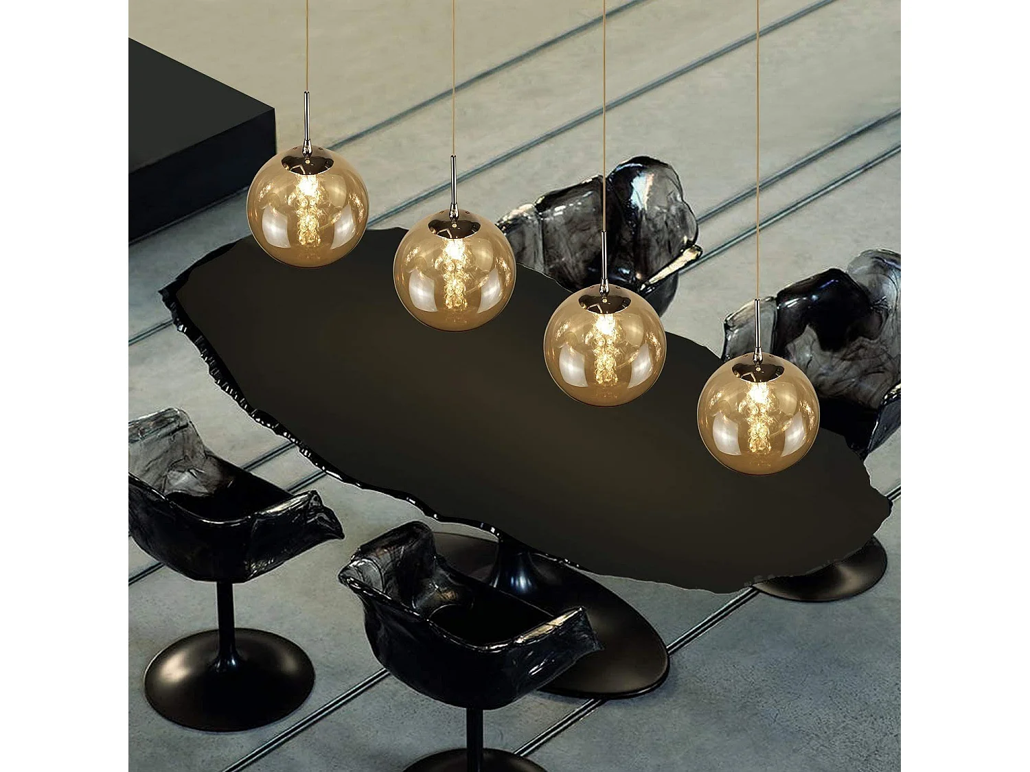 ZMH Lampe pendante LED pendante en verre réglable en hauteur Luminaires de salon