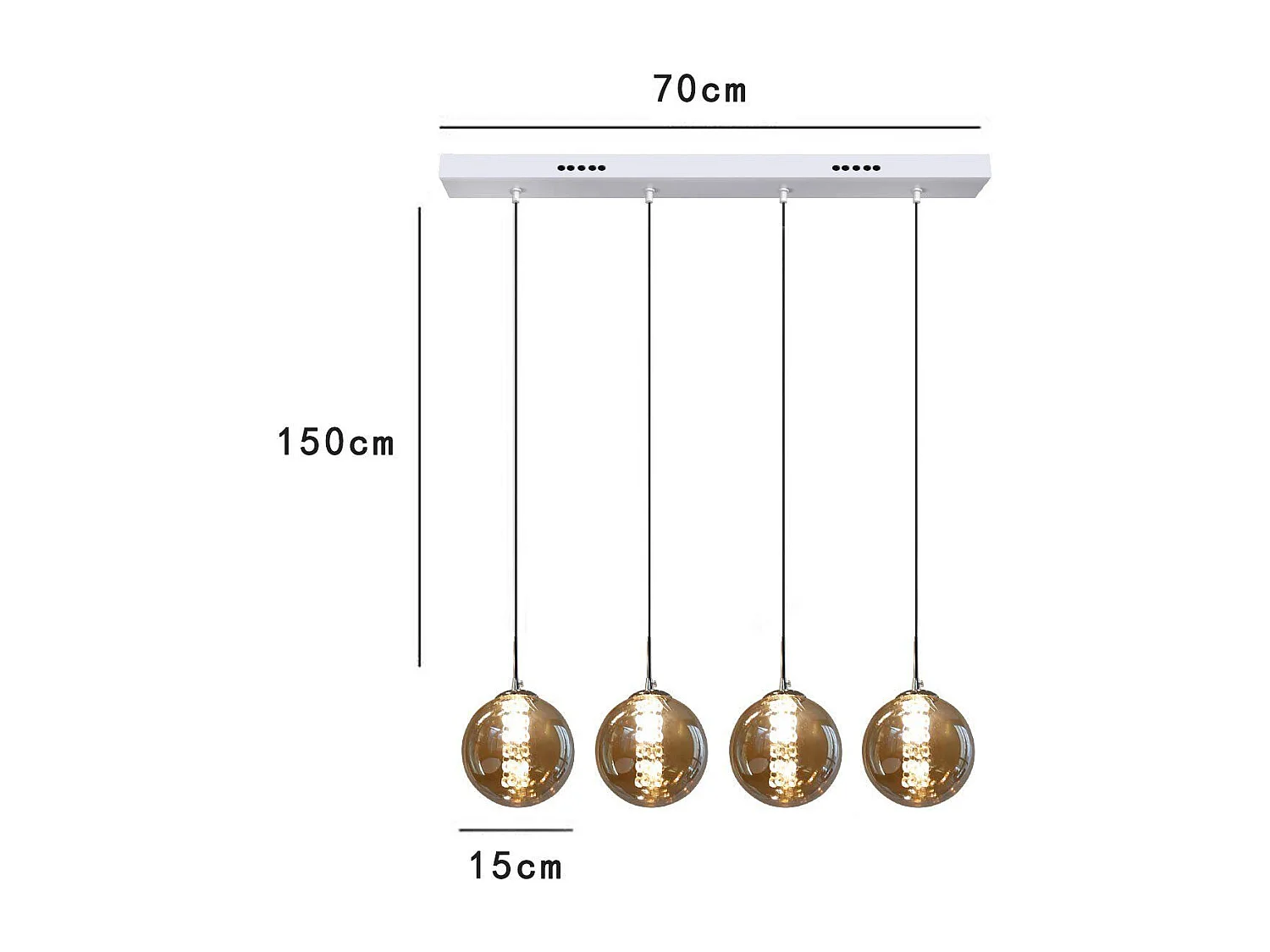ZMH Lampe pendante LED pendante en verre réglable en hauteur Luminaires de salon
