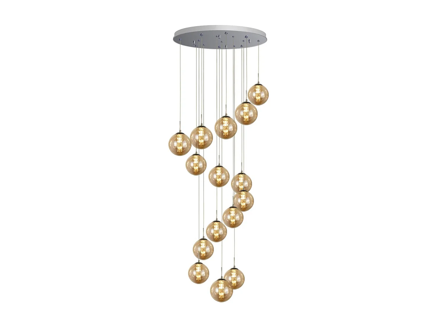 ZMH Lustre LED Réglable en Hauteur avec Abat-jour en Verre Fumé pour Salon