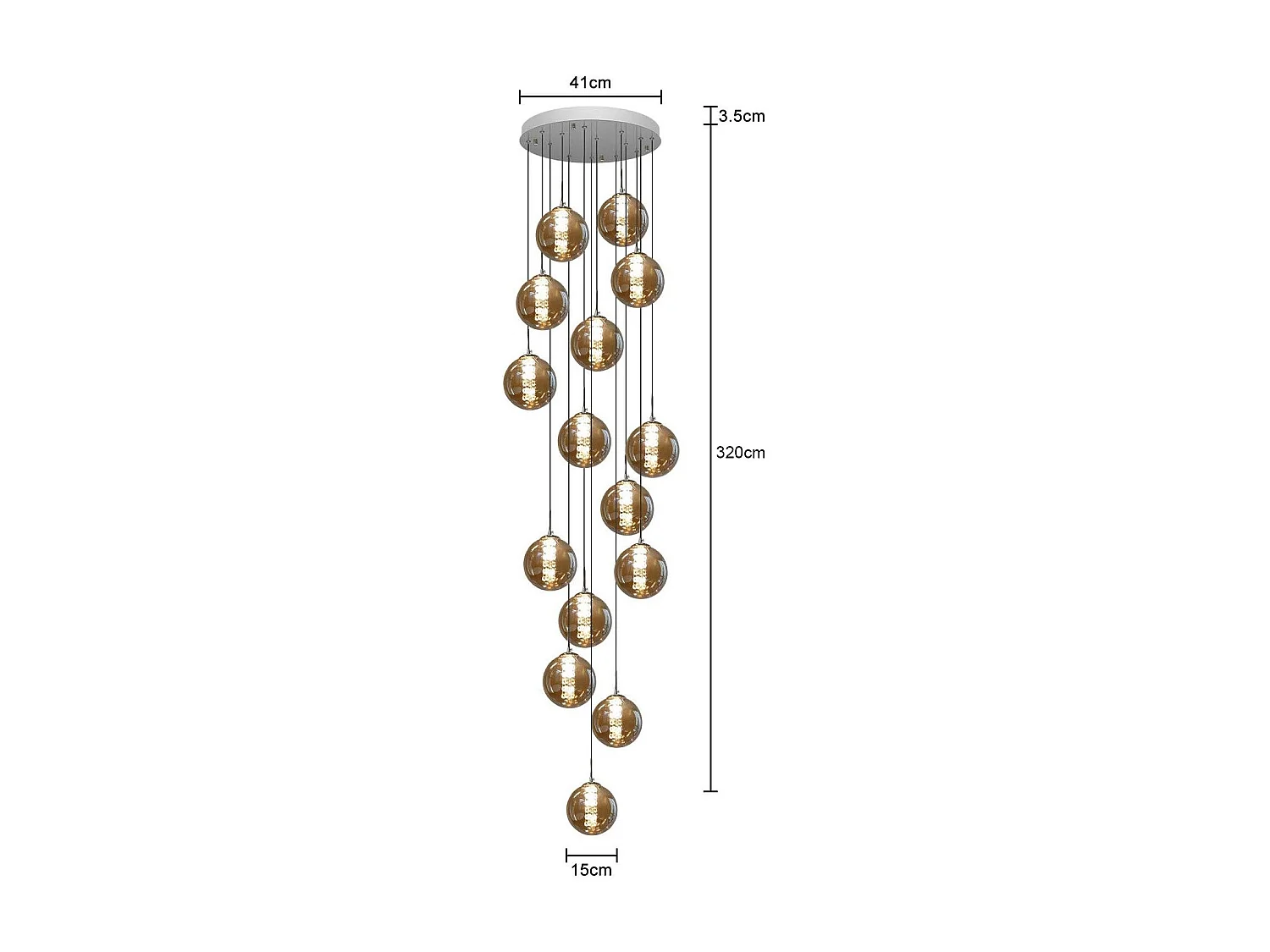 ZMH Lustre LED Réglable en Hauteur avec Abat-jour en Verre Fumé pour Salon