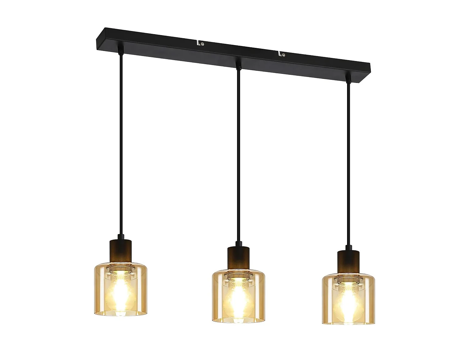 ZMH Suspension Lustre de table à manger vintage noire/ambre E27