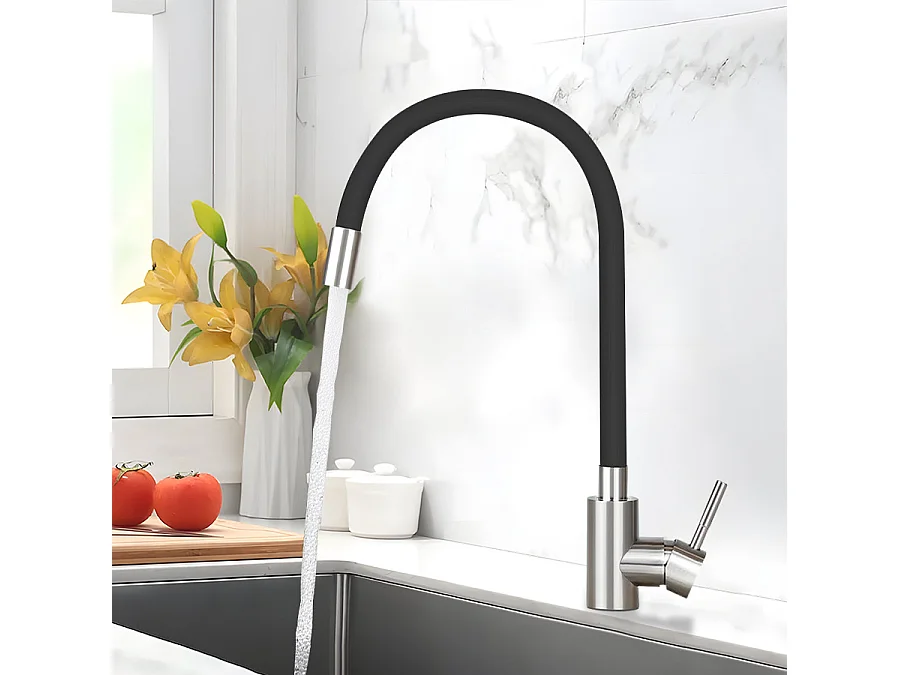 ZMH Robinet mitigeur Robinet d'évier de cuisine en acier inoxydable Robinet de cuisine chaud et froid