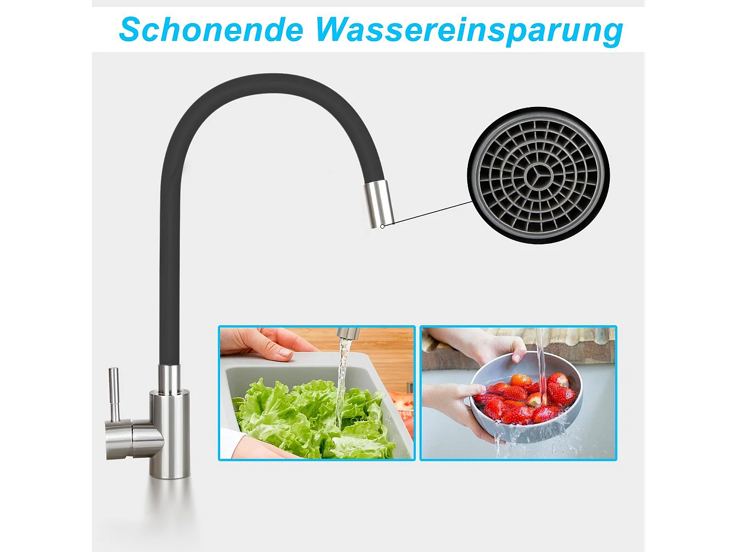 ZMH Robinet mitigeur Robinet d'évier de cuisine en acier inoxydable Robinet de cuisine chaud et froid