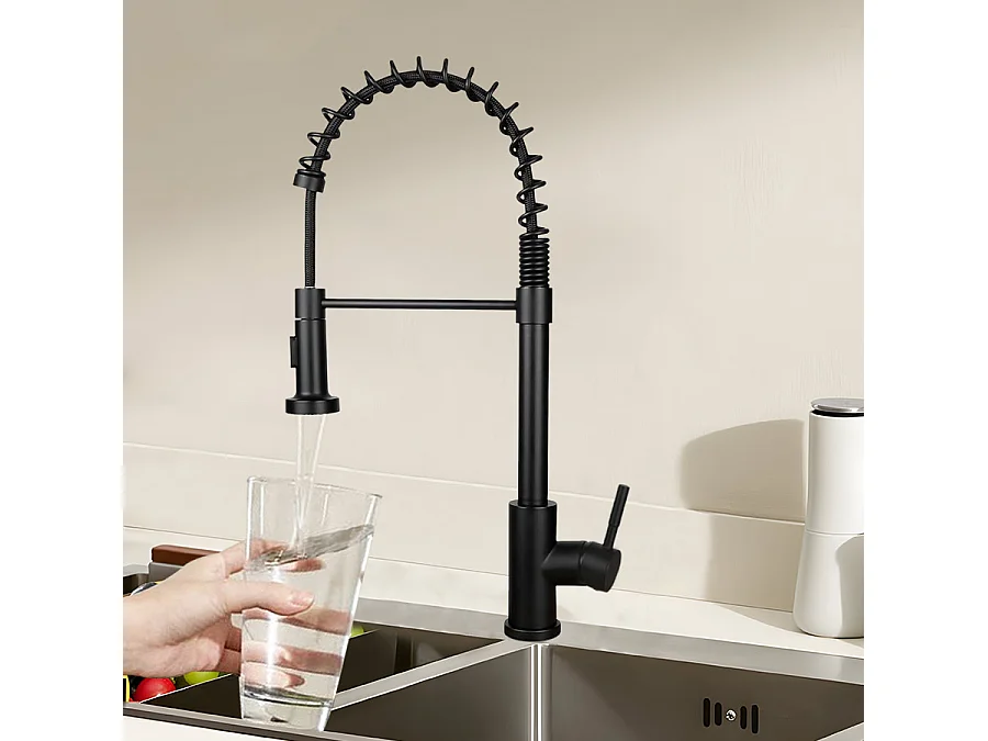 ZMH Robinet mitigeur noir robinet douche extensible pivotant cuisine salle de bain
