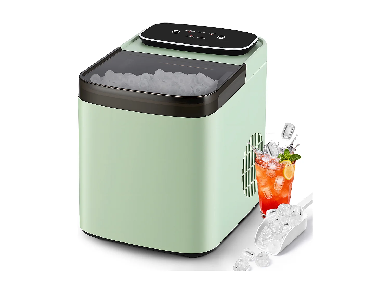 ZMH Fabrique à glaçons vert 1.3L 9 glaçons en 6min 14kg/24h avce 2 tailles silencieuse pour cuisine