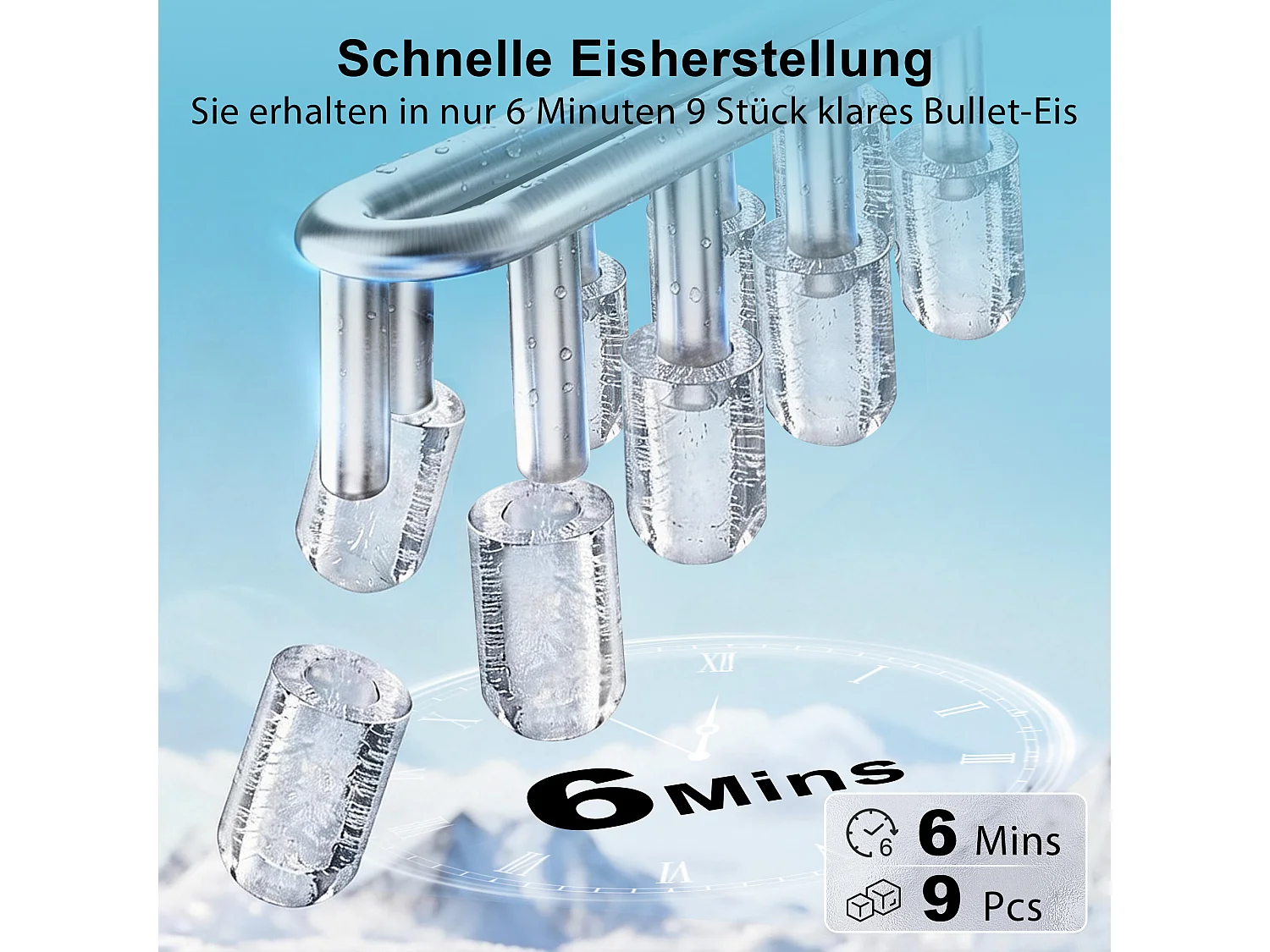 ZMH Fabrique à glaçons vert 1.3L 9 glaçons en 6min 14kg/24h avce 2 tailles silencieuse pour cuisine