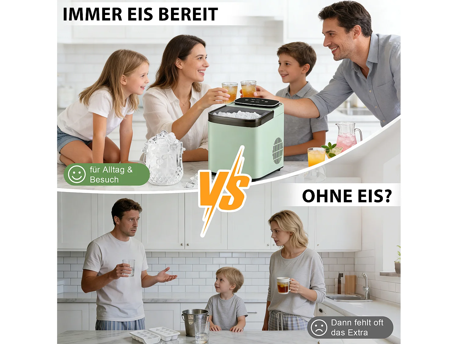 ZMH Fabrique à glaçons vert 1.3L 9 glaçons en 6min 14kg/24h avce 2 tailles silencieuse pour cuisine