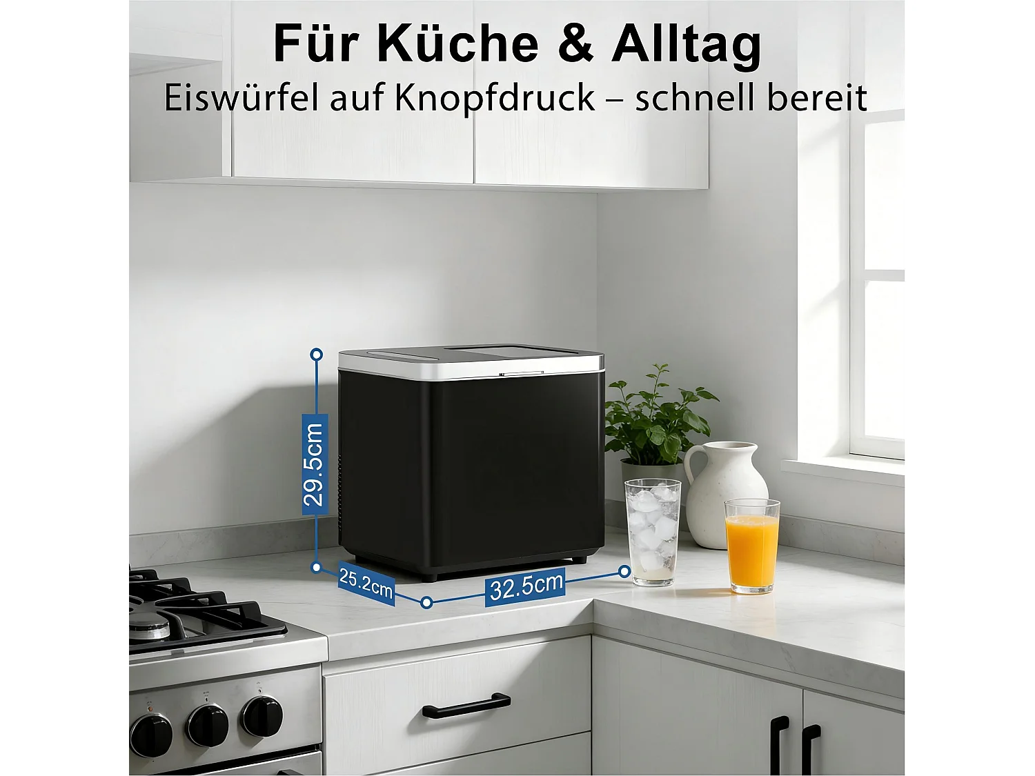 ZMH Fabrique à glaçons 1.2L 125W 6 glaçons en 9min 14kg/24h avce 2 tailles autonettoyante uv pour cuisine bar