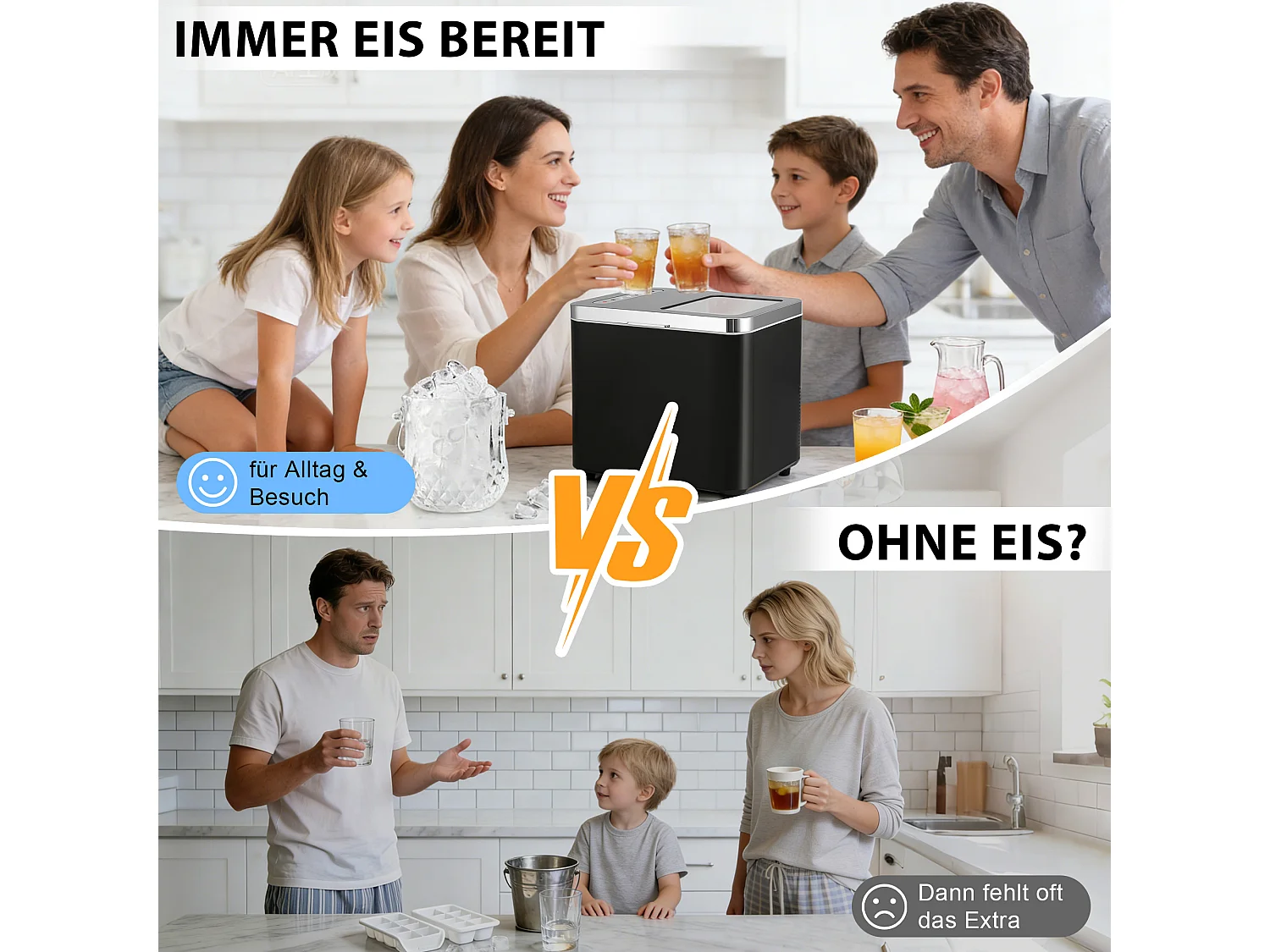 ZMH Fabrique à glaçons 1.2L 125W 6 glaçons en 9min 14kg/24h avce 2 tailles autonettoyante uv pour cuisine bar