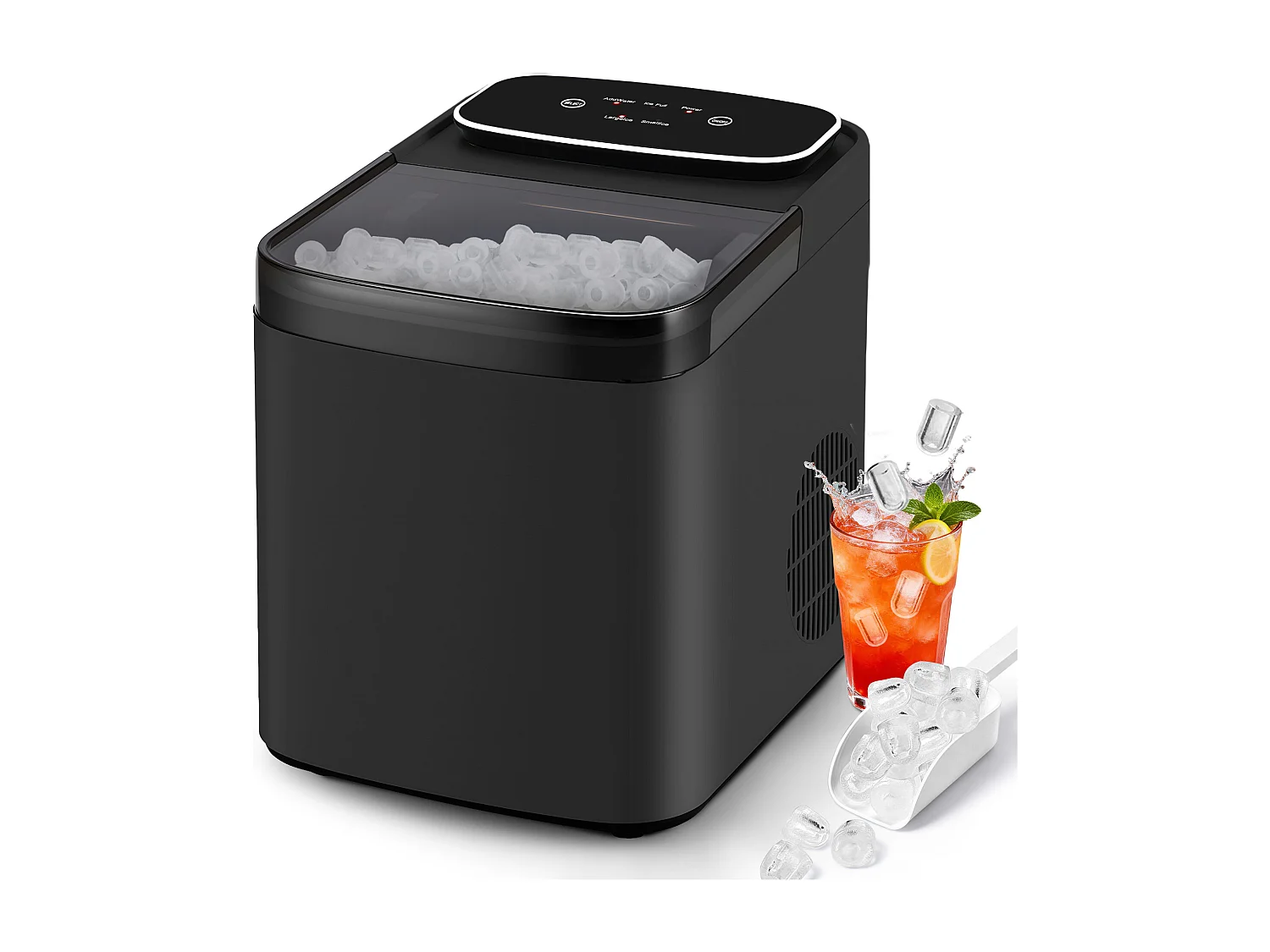 ZMH Fabrique à glaçons noir 1.3L 9 glaçons en 6min 14kg/24h avce 2 tailles silencieuse pour cuisine