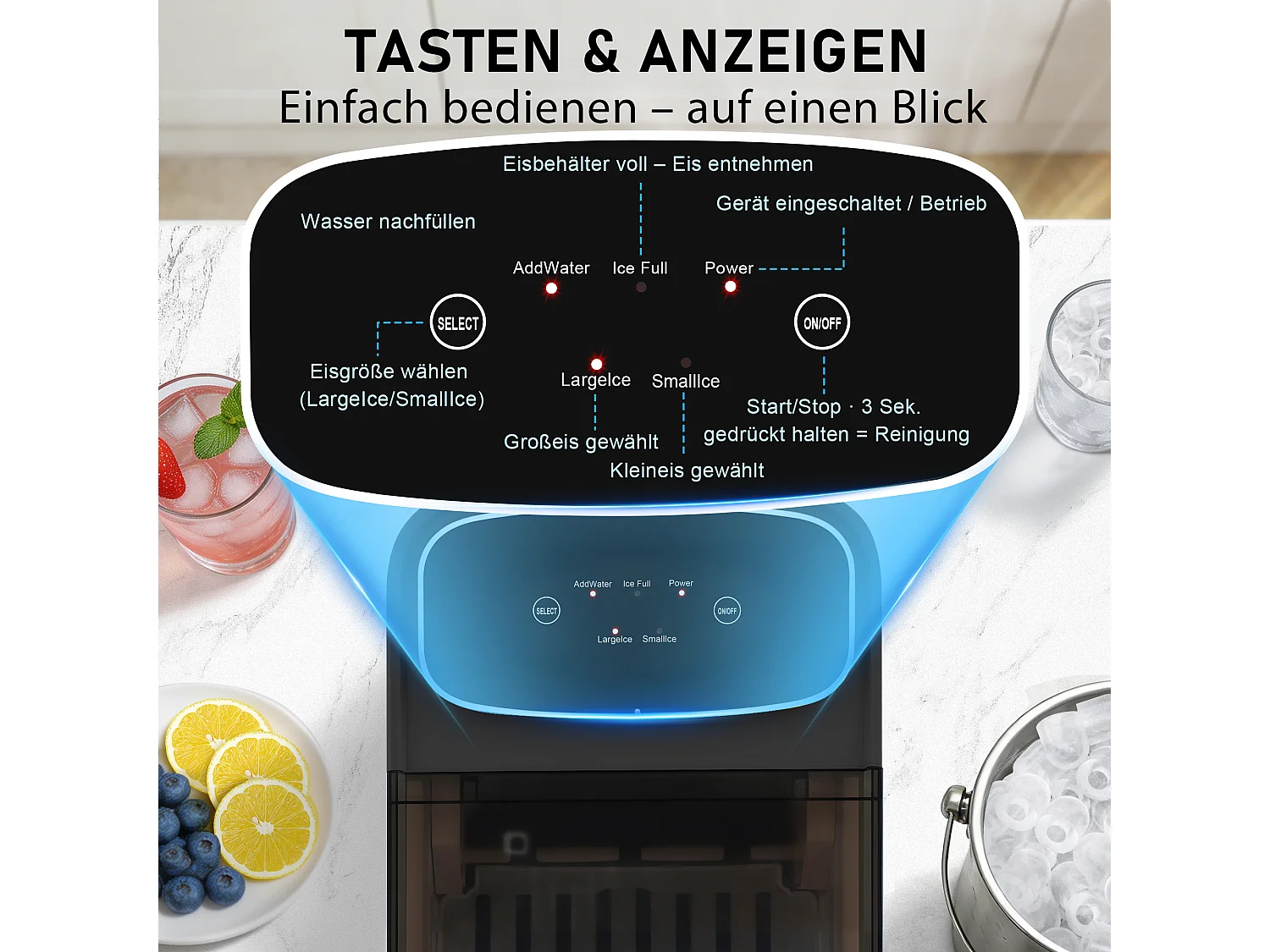 ZMH Fabrique à glaçons noir 1.3L 9 glaçons en 6min 14kg/24h avce 2 tailles silencieuse pour cuisine