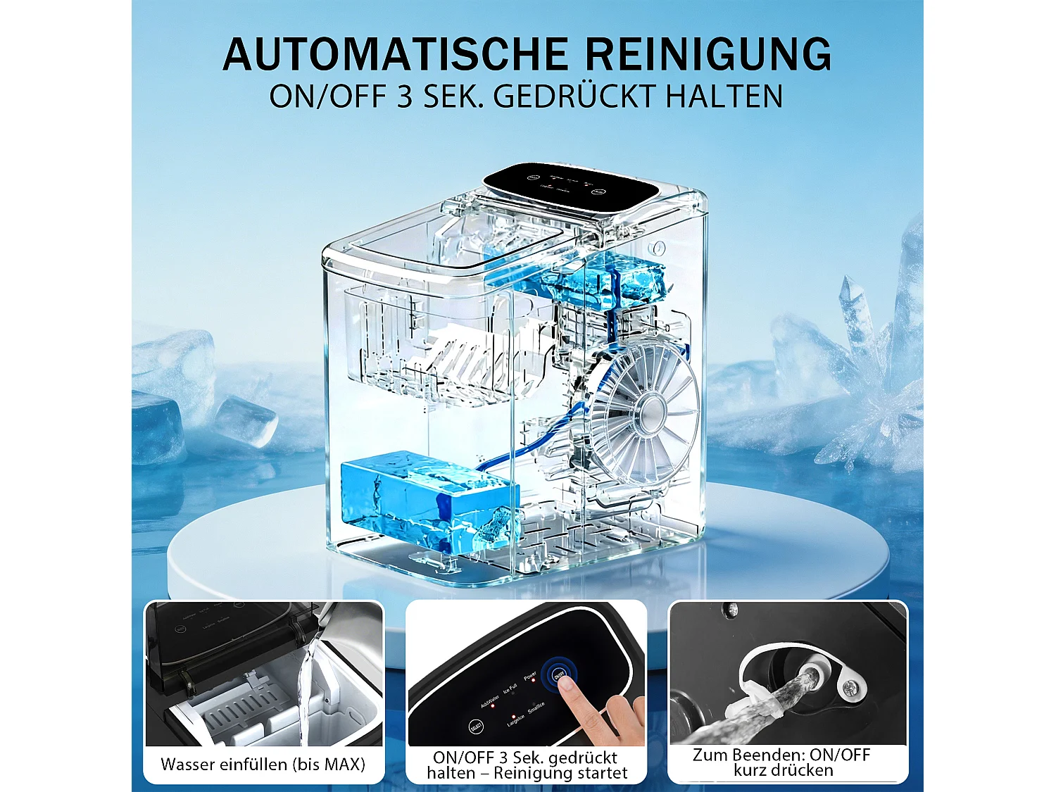 ZMH Fabrique à glaçons noir 1.3L 9 glaçons en 6min 14kg/24h avce 2 tailles silencieuse pour cuisine