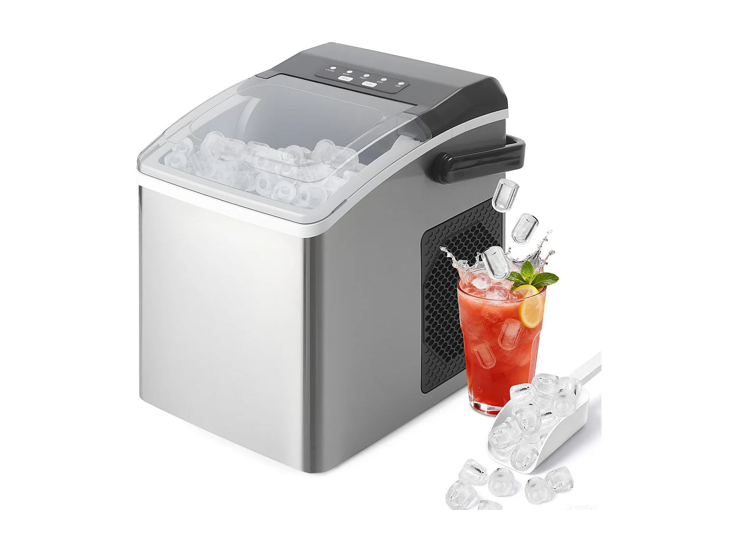 ZMH Fabrique à glaçons 1.3L 125W 6 glaçons en 9min 14kg/24h avce 2 tailles pour cuisine bar