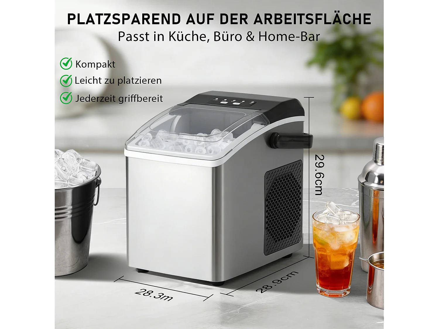 ZMH Fabrique à glaçons 1.3L 125W 6 glaçons en 9min 14kg/24h avce 2 tailles pour cuisine bar