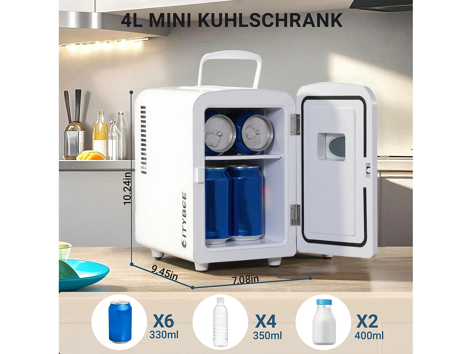 ZMH Mini réfrigérateur 4L Blanc 12V/230V silencieux – pour voiture camping bureau