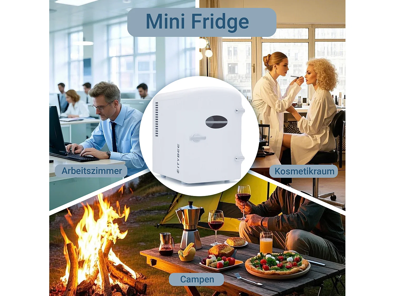 ZMH Mini réfrigérateur 4L Blanc 12V/230V silencieux – pour voiture camping bureau