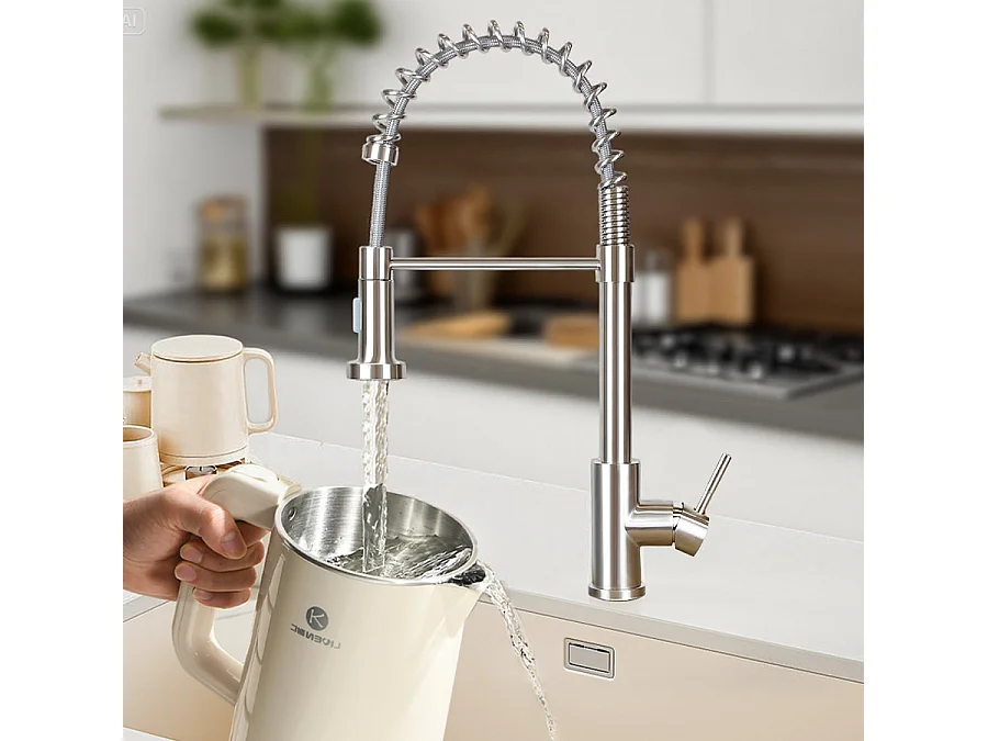 ZMH Robinet de cuisine sable nickelé robinet douche extensible pivotant cuisine salle de bain