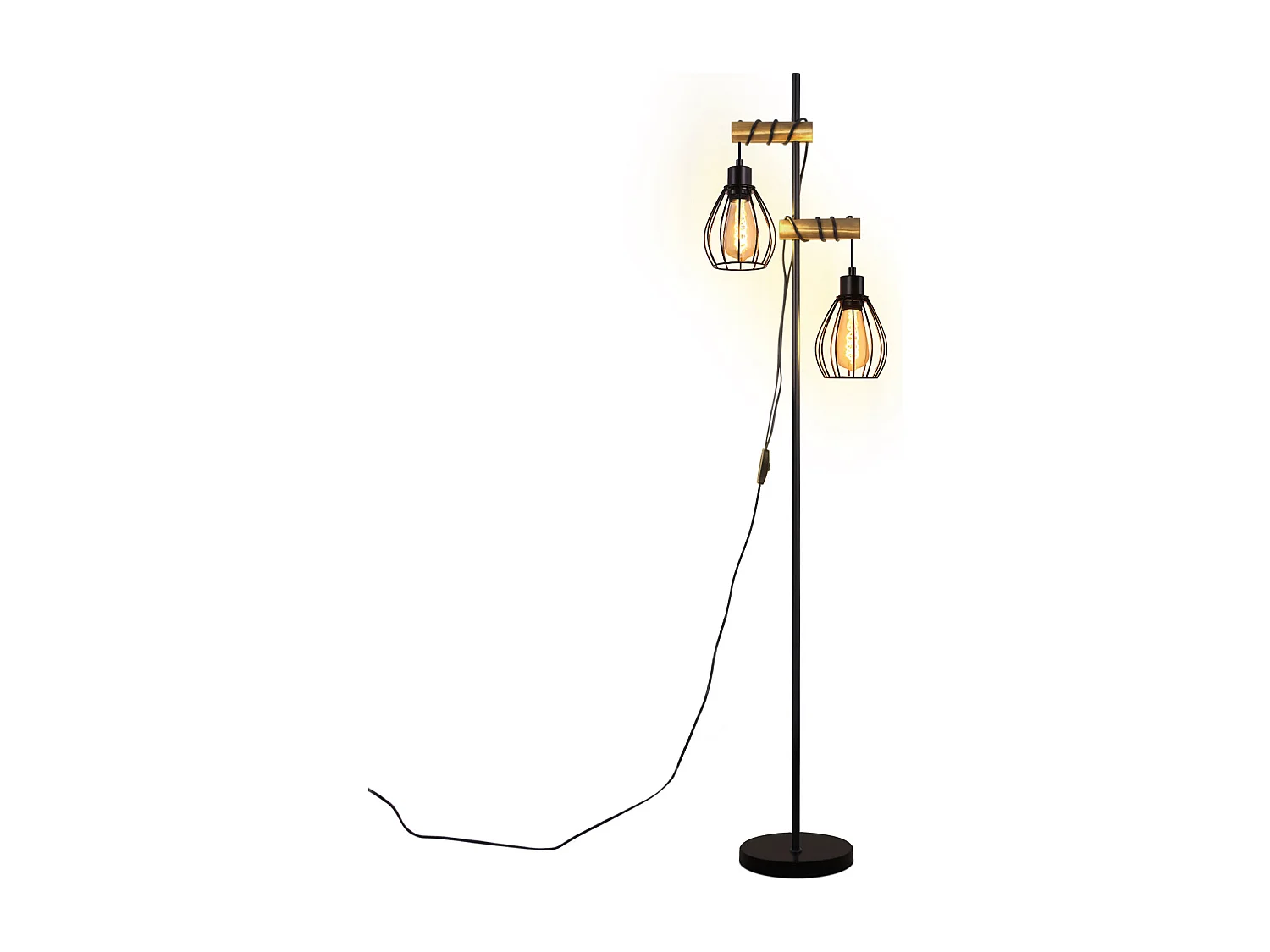 ZMH Lampadaire Noir vintage Douille E27 2 flammes design industriel métal 152cm - sans ampoule