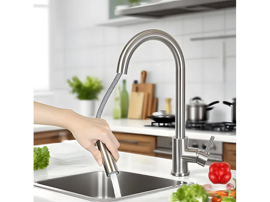 ZMH Robinet mitigeur en Acier Inoxydable avec Douche Extractible et Rotation 360°