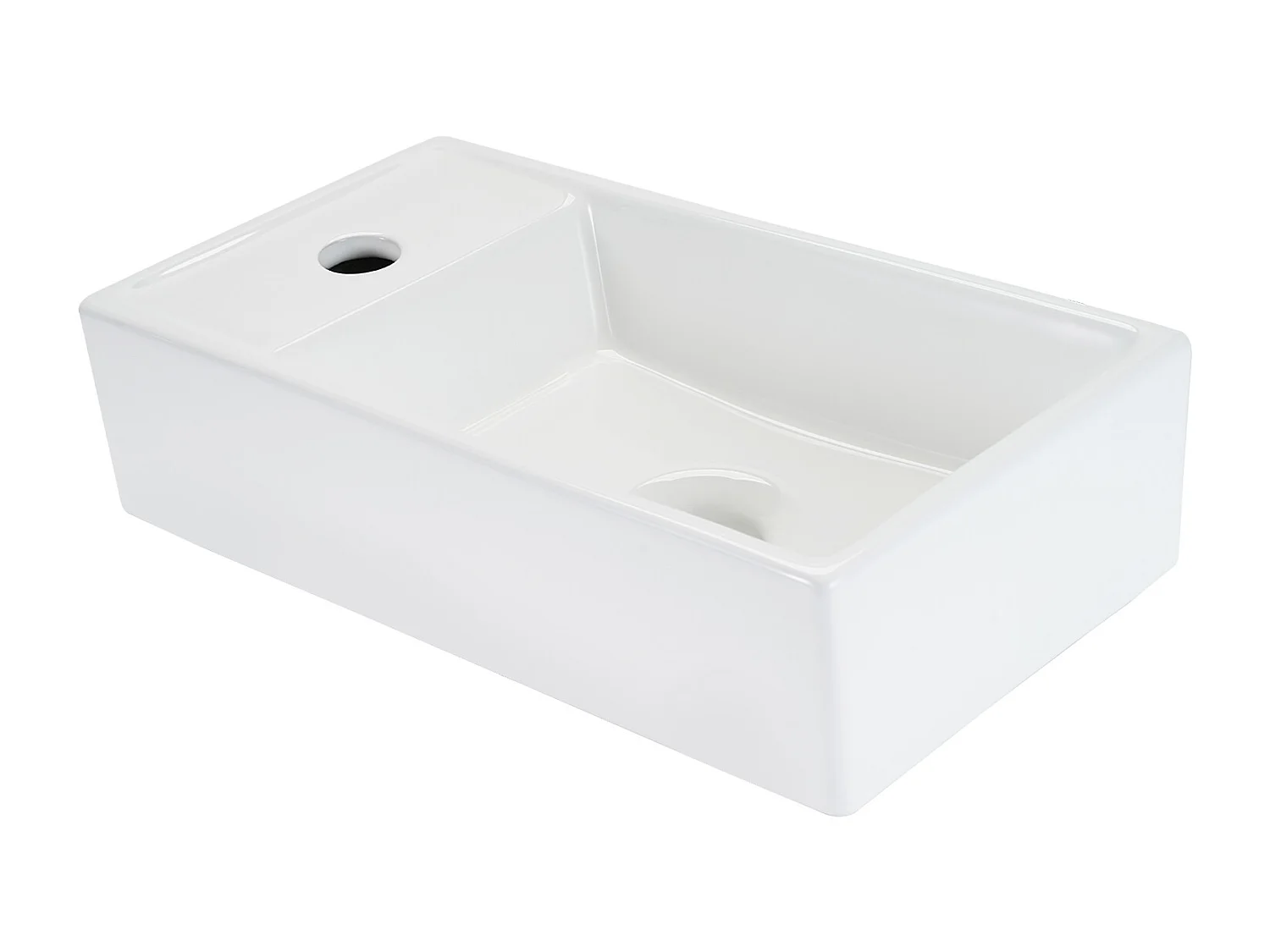 ZMH Vasque à poser céramique rectangulaire 40 x 22 x 10 cm blanc brillant