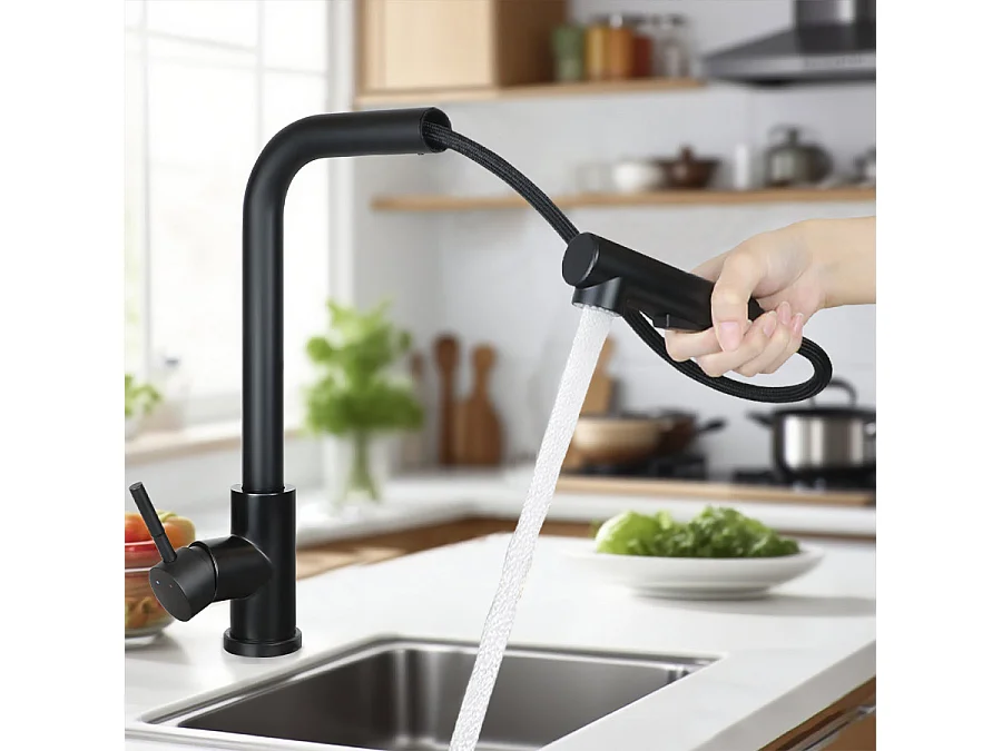 ZMH Robinet mitigeur extractible avec douchette et deux modes de jets