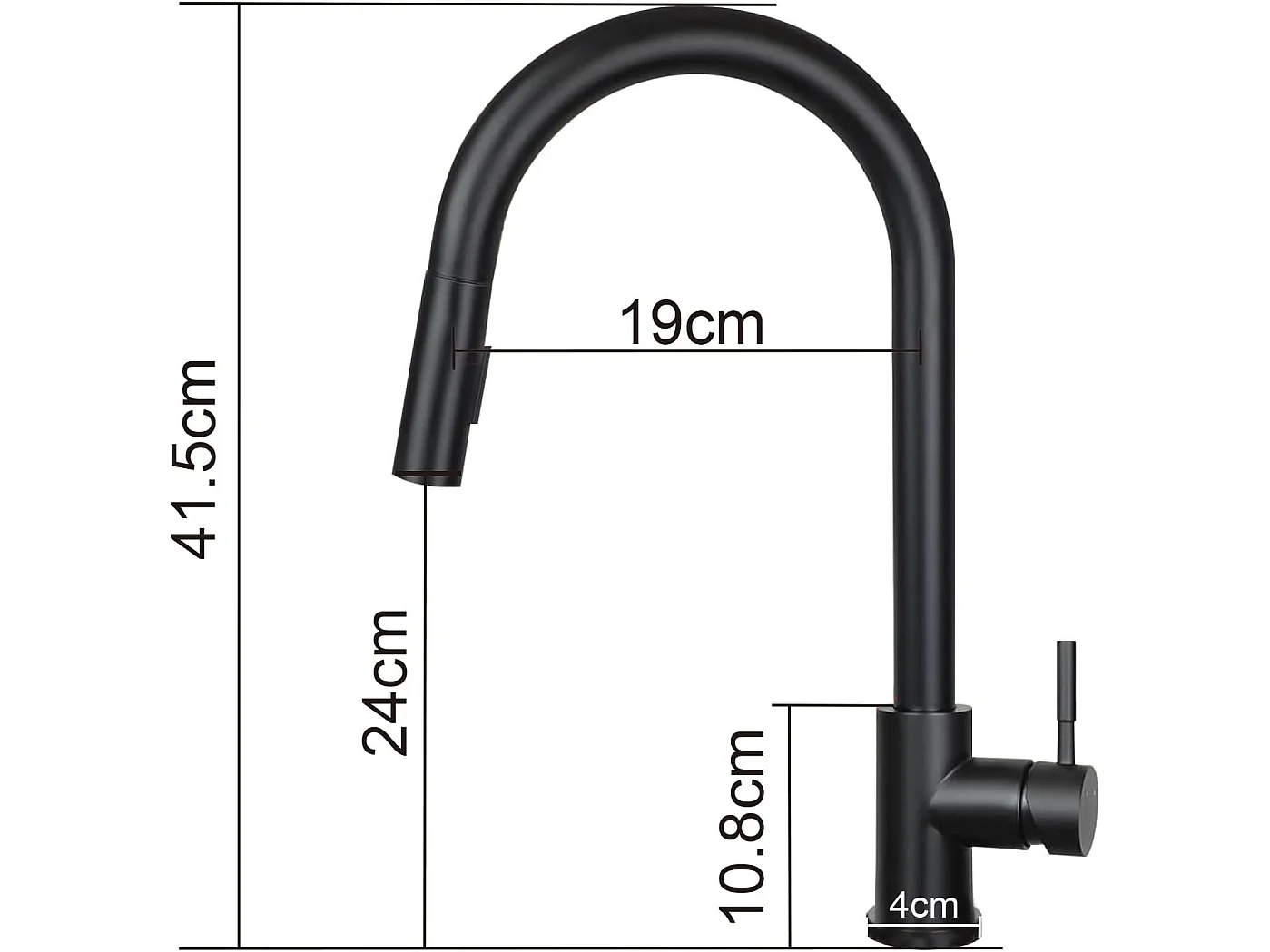 ZMH Mitigeur de Cuisine Noir Extractible - Douchette 360° Acier Inoxydable 2 Jets Mat - Pour Évier