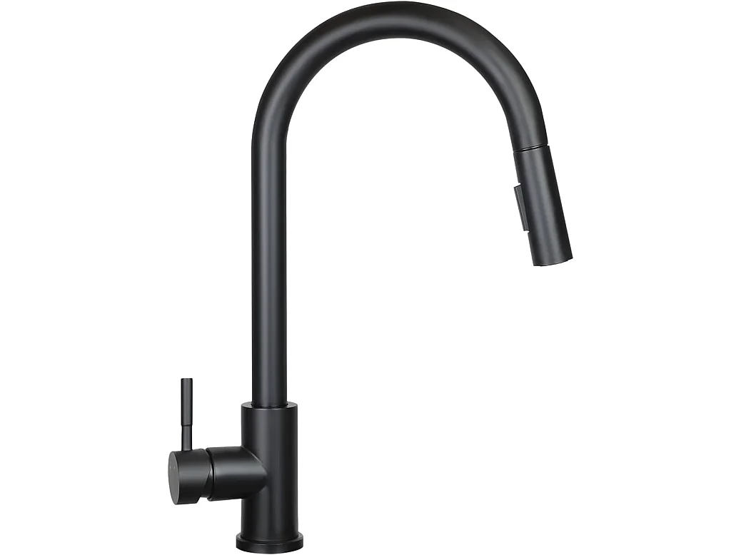 ZMH Mitigeur de Cuisine Noir Extractible - Douchette 360° Acier Inoxydable 2 Jets Mat - Pour Évier