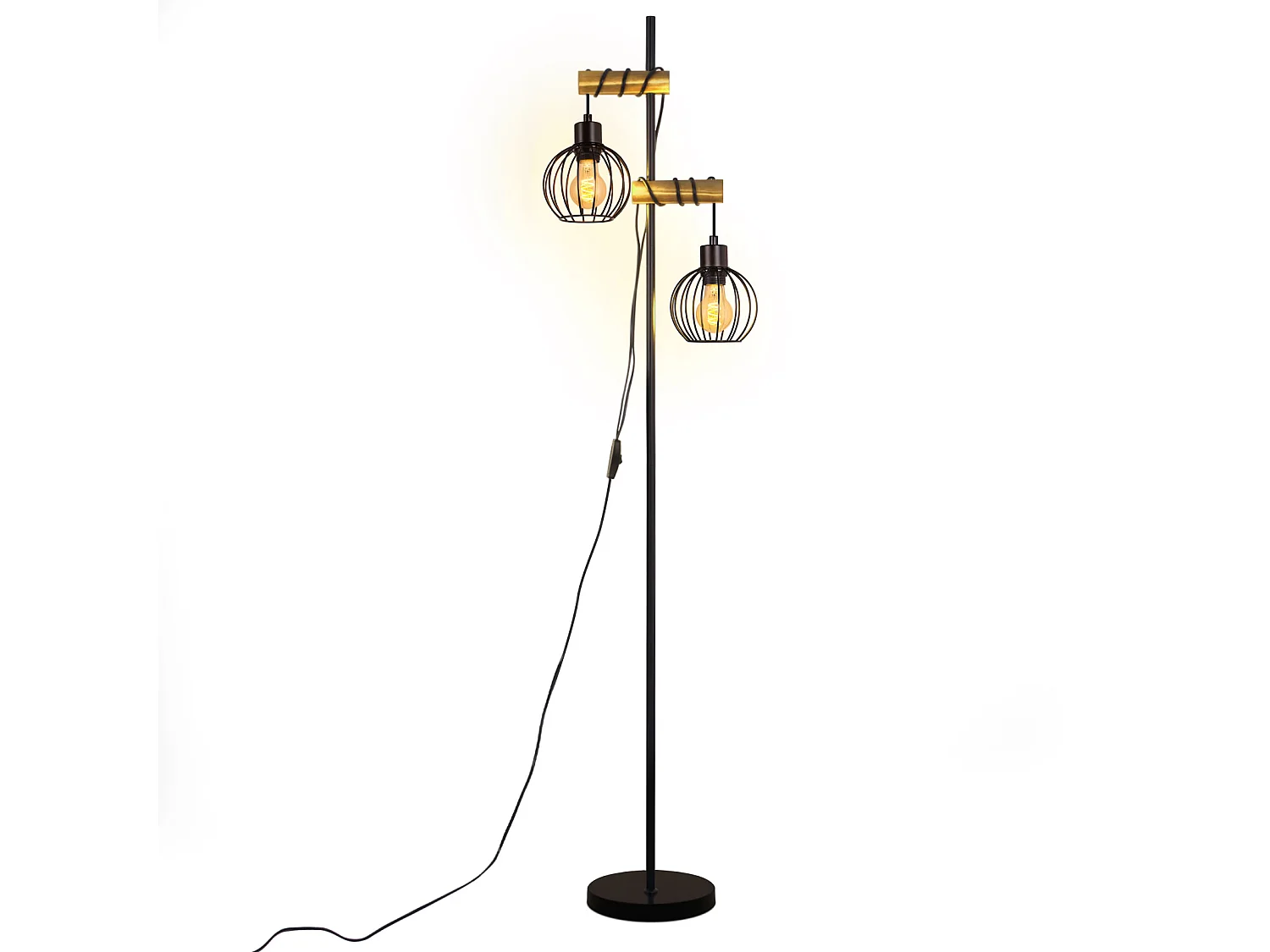 ZMH Lampadaire Noir vintage Douille E27 2 flammes design industriel métal  151cm - sans ampoule