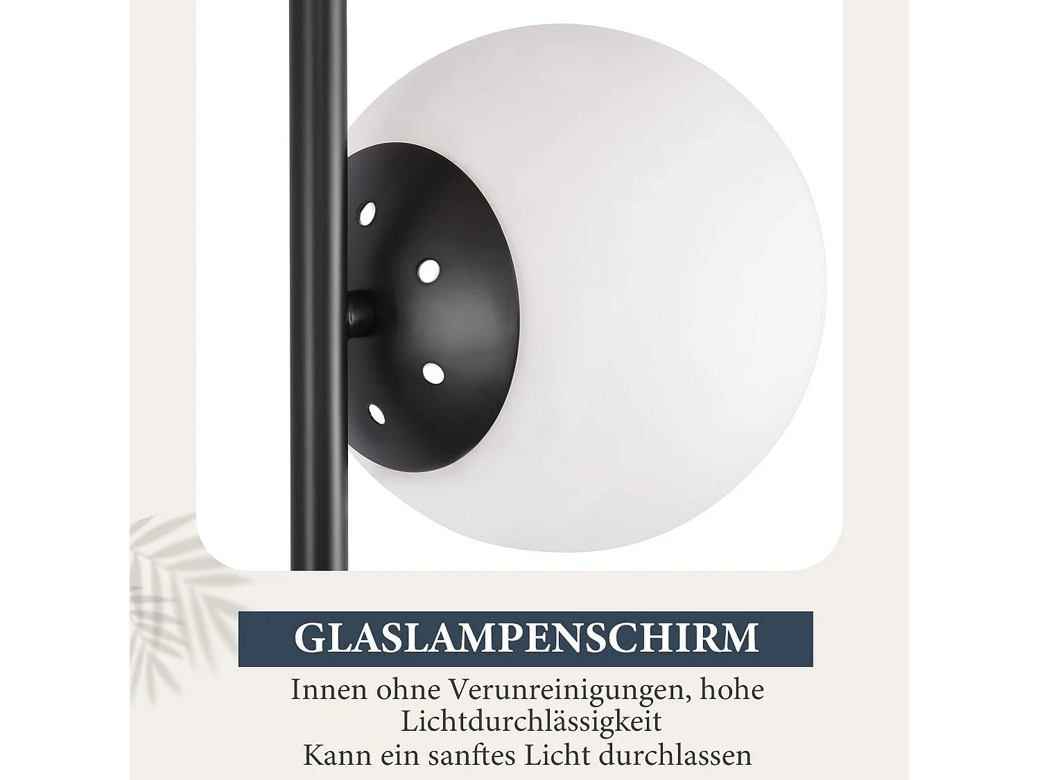 ZMH Lampadaire Noir 3 Lumières Pied E27 Moderne Design Métal Verre avec Interrupteur Pour Salon Bureau