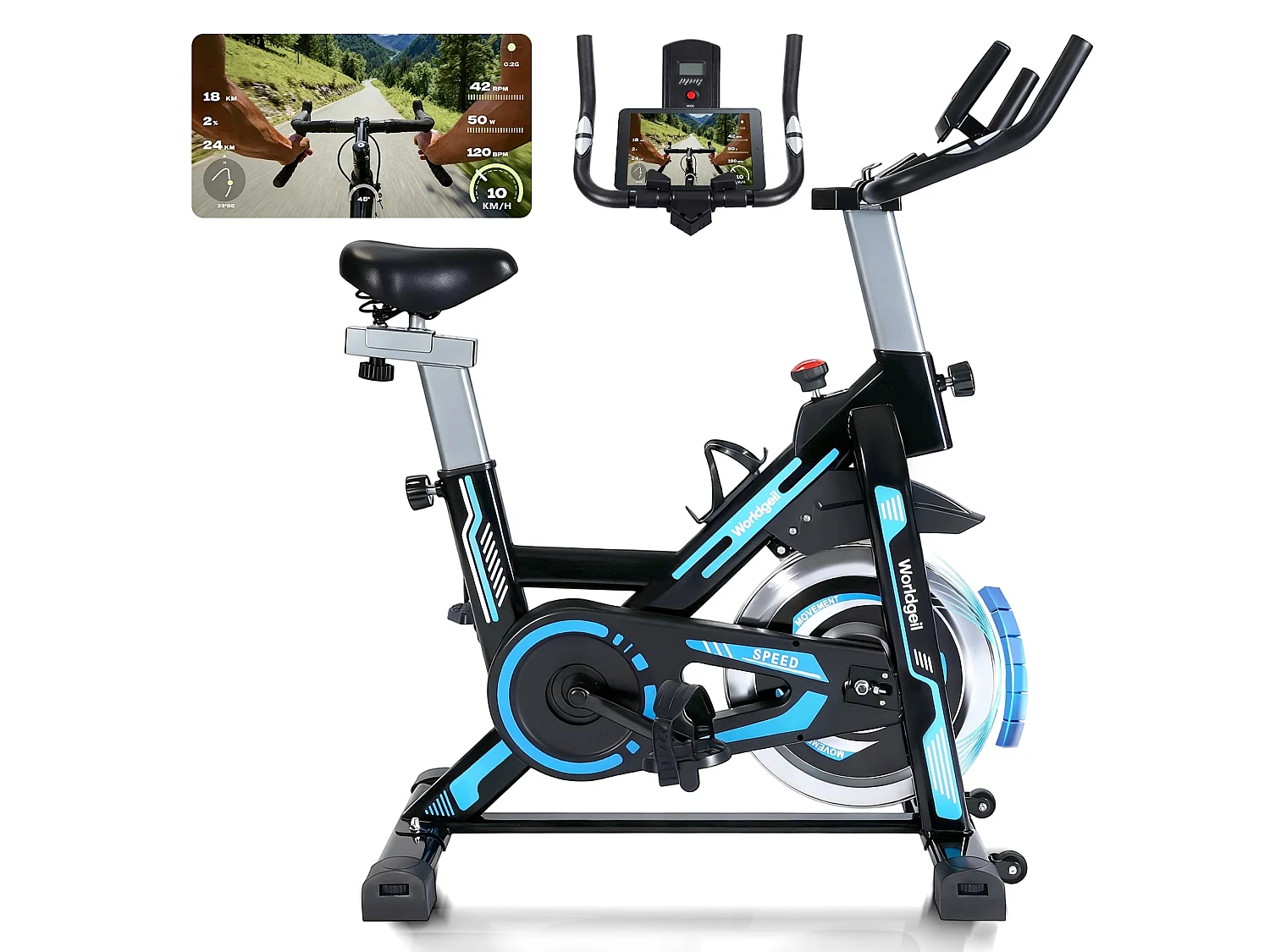 ZMH Vélo d'exercice ergomètre avec résistance magnétique écran LCD et support pour tablette vélo de spinning vélo de former d'intérieur
