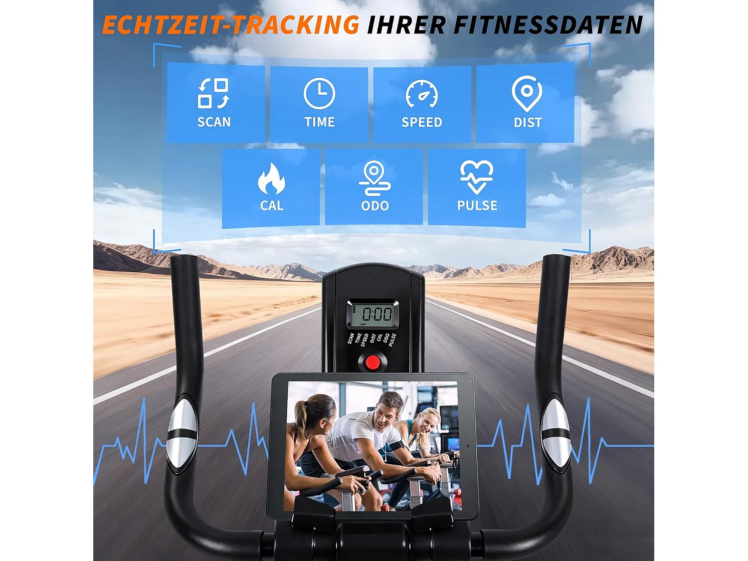ZMH Vélo d'exercice ergomètre avec résistance magnétique écran LCD et support pour tablette vélo de spinning vélo de former d'intérieur