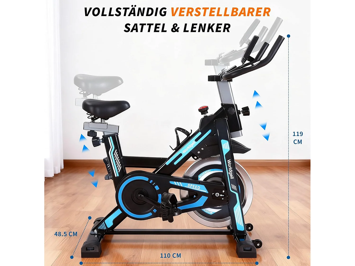ZMH Vélo d'exercice ergomètre avec résistance magnétique écran LCD et support pour tablette vélo de spinning vélo de former d'intérieur