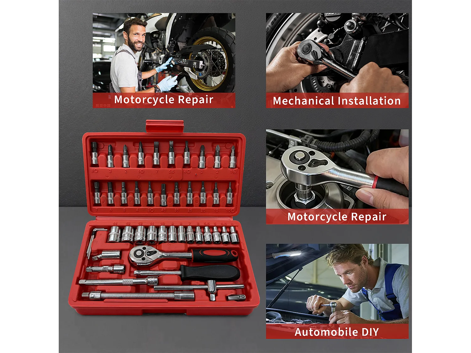 ZMH Coffret d'outils de réparation domestique de 46 pièces boîte à outils manuelle de base pour la réparation de la maison et de la voiture