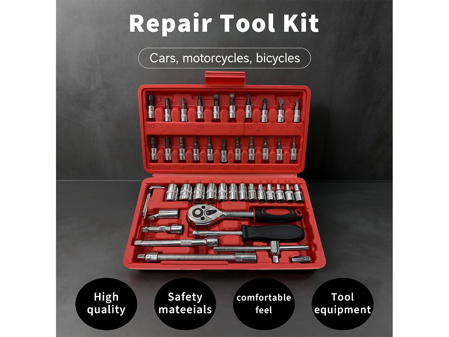 ZMH Coffret d'outils de réparation domestique de 46 pièces boîte à outils manuelle de base pour la réparation de la maison et de la voiture