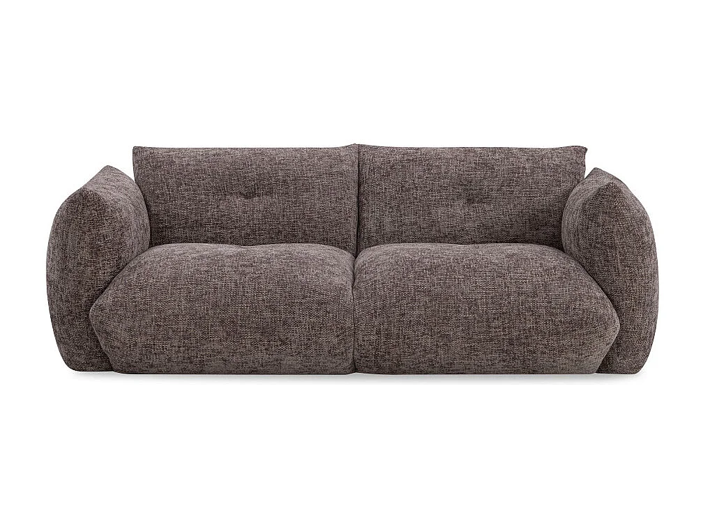 Bocca - Canapé droit 3 places en tissu à dossier capitonné - Marron