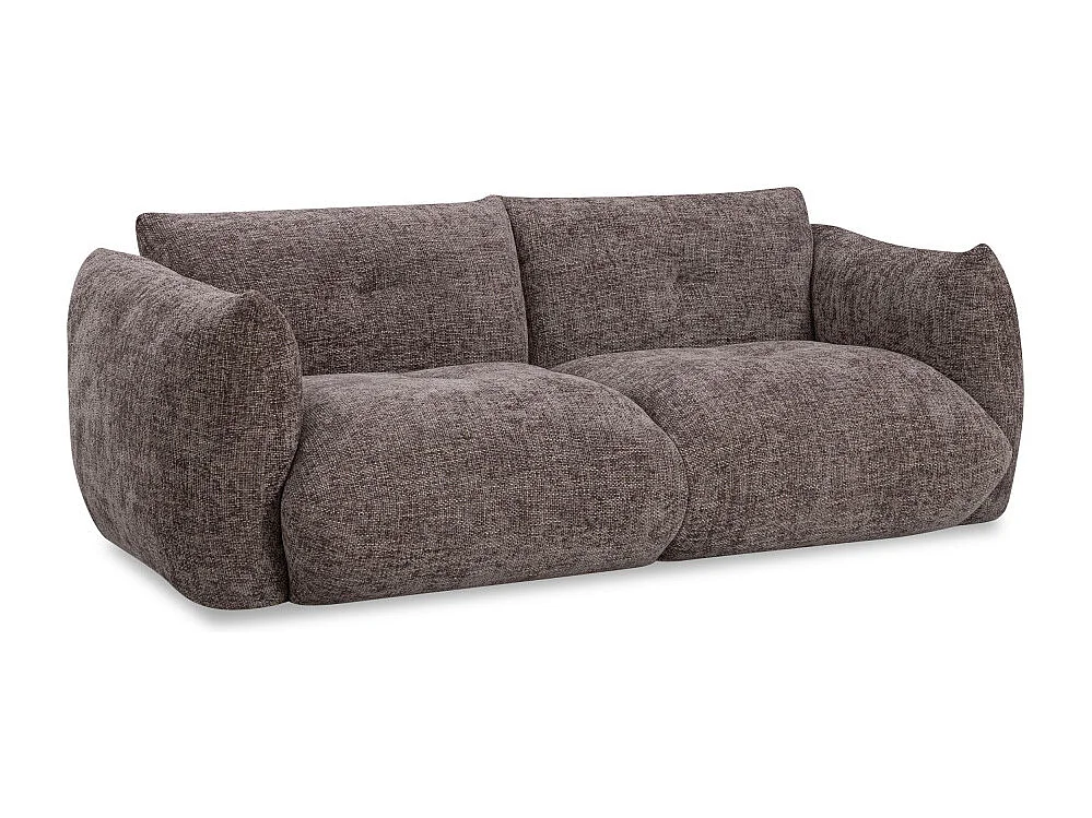 Bocca - Canapé droit 3 places en tissu à dossier capitonné - Marron