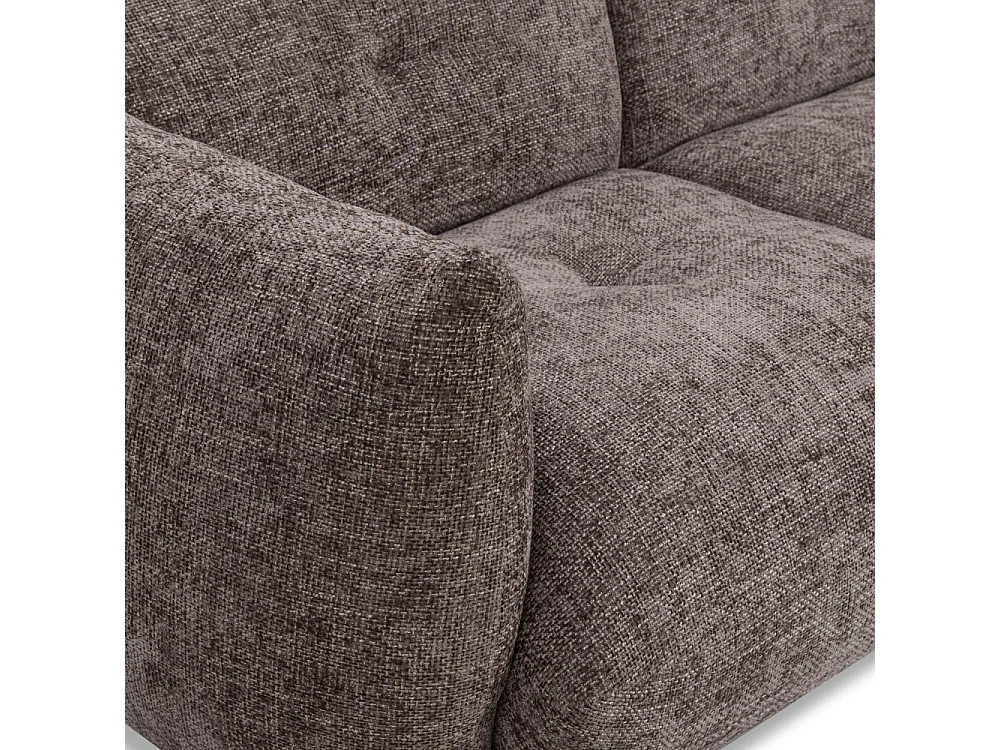 Bocca - Canapé droit 3 places en tissu à dossier capitonné - Marron