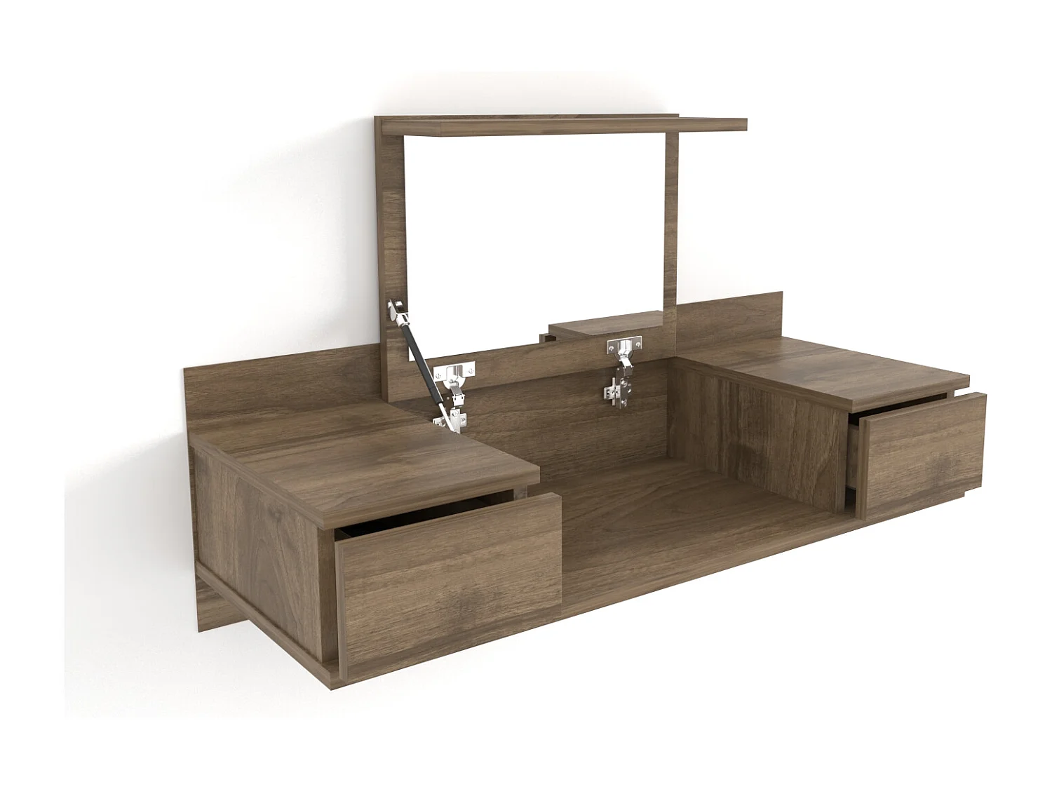 Decorotika Zenn Floating Makeup Vanity with Mirror and Drawers