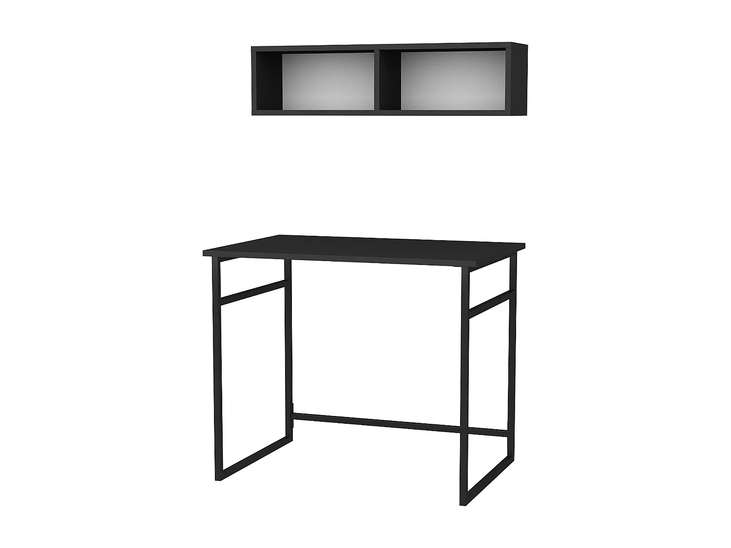 Decorotika Hussum Metal Frame Computer Desk with Wall Shelf - 90 cm W x 75 cm H x 60 cm D