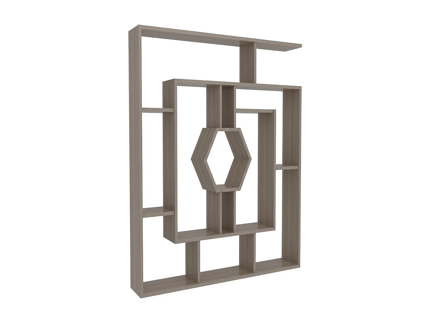 Decorotika Labrina Geometric Design Bookcase - 134 cm H x 134 cm W x 23 cm D