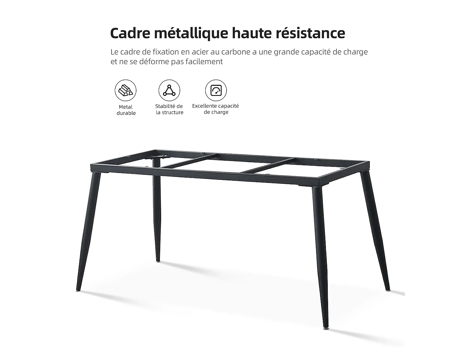 Table à Manger Moderne pour 4 à 6 Personnes, Plateau rectangulaire en Pierre frittée, Structure en Acier Carbone, pour Salle à Manger et Cuisine,160×80×75 cm, Blanc