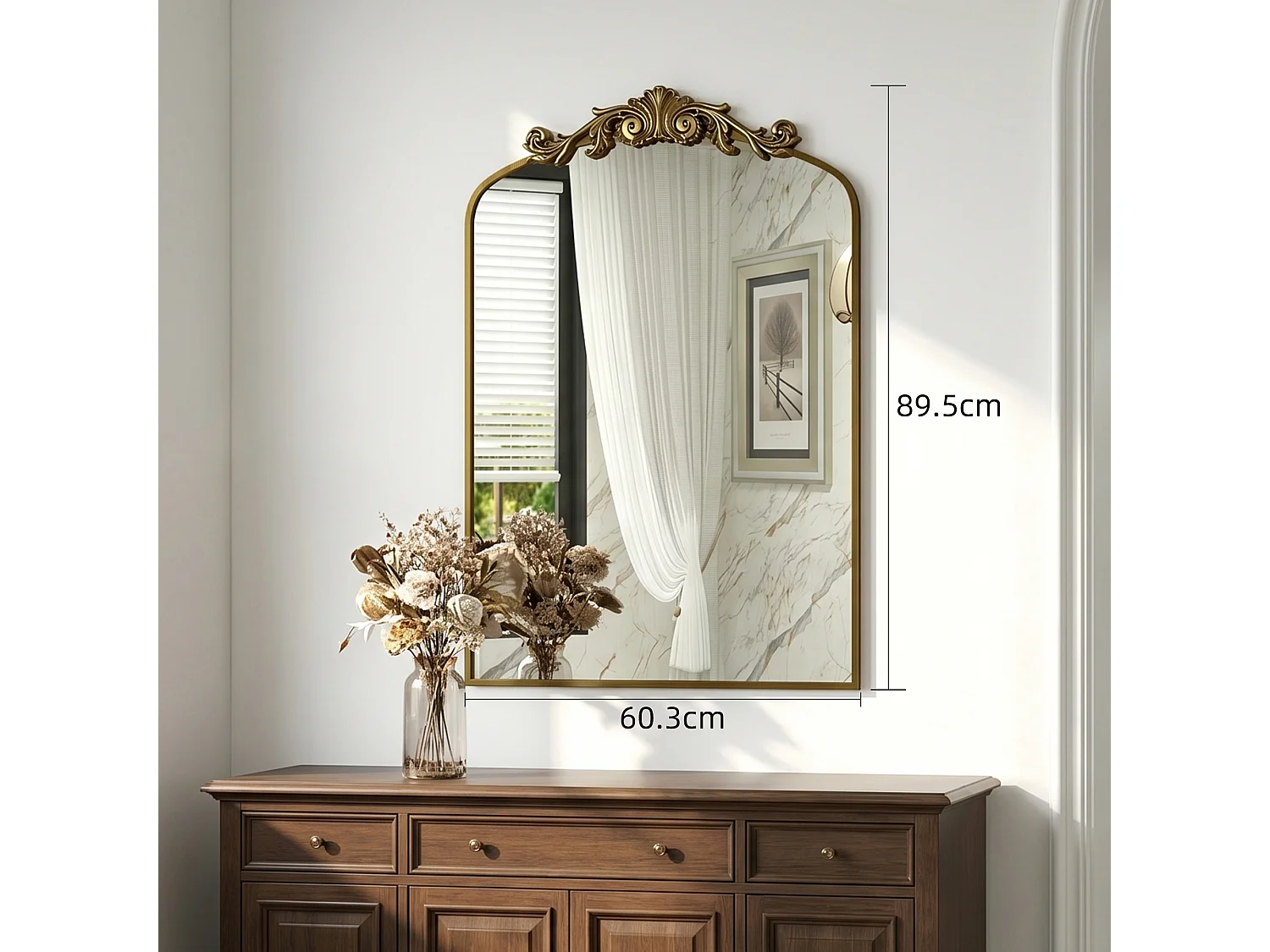 Miroir haute définition, miroir mural antidéflagrant 89,5 × 60,3 cm, avec cadre en alliage d’aluminium, pour chambre, couloir et salle de bain