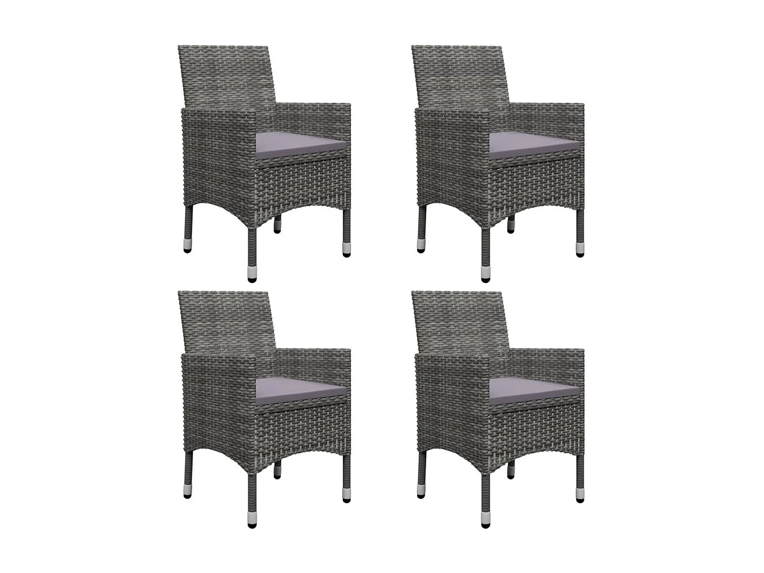 Conjunto de jardín 1 mesa+4 sillones con cojines gris