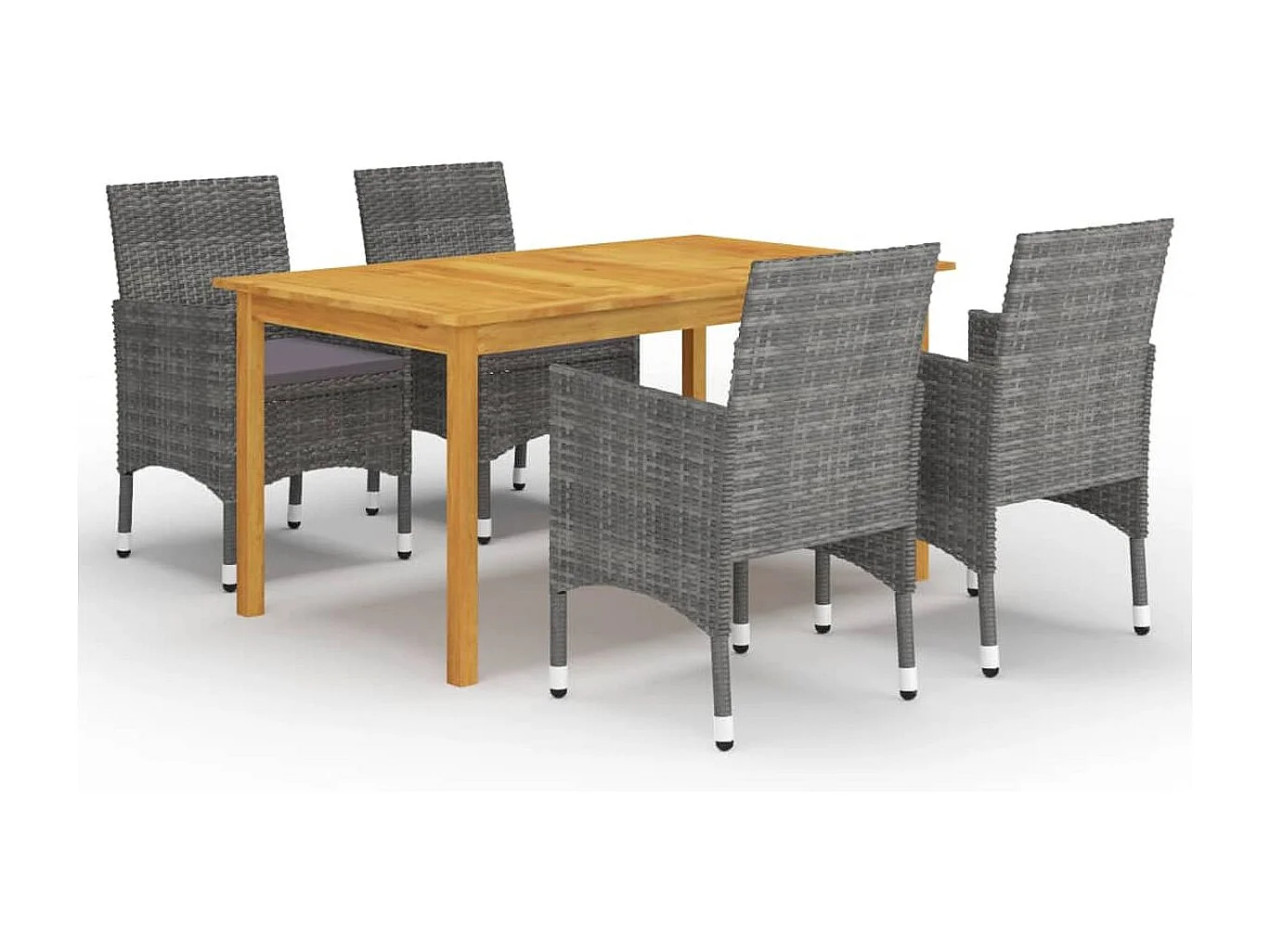 Conjunto de jardín 1 mesa+4 sillones con cojines gris
