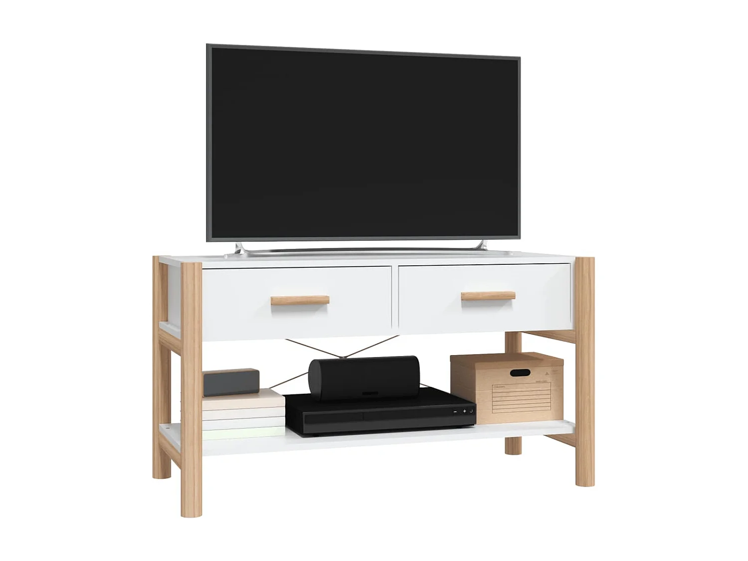 Mueble para TV madera contrachapada blanco 82x38x45 cm