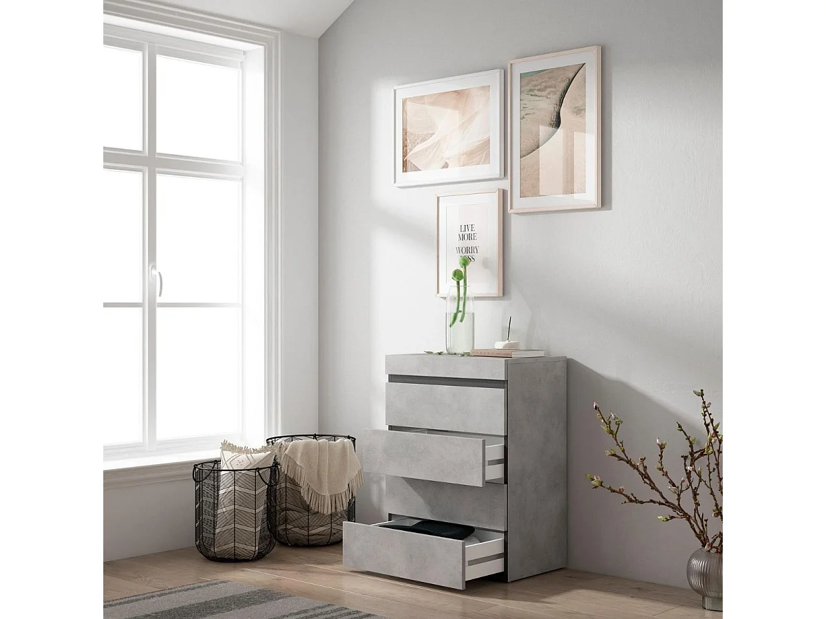 Cómoda Kroma con cuatro cajones gris 75x56,7x35 cm