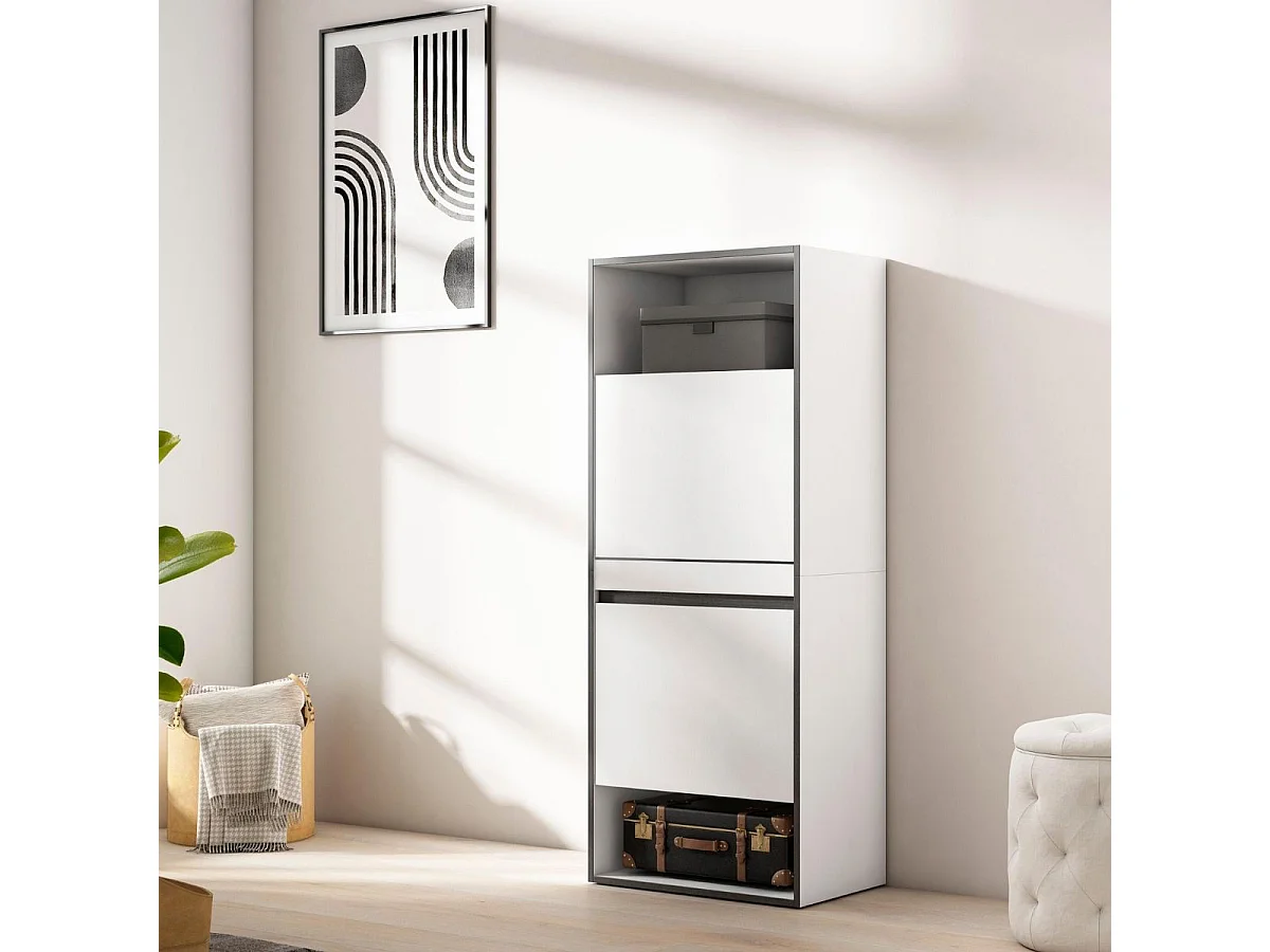 Zapatero Kroma 2 puertas abatibles 10 pares blanco 145x60x35 cm