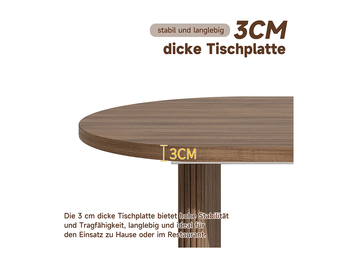 Table de repas extensible 140-200x90x75 cm cm, pour 6 à 8 personnes, coins arrondis, style simple, noyer