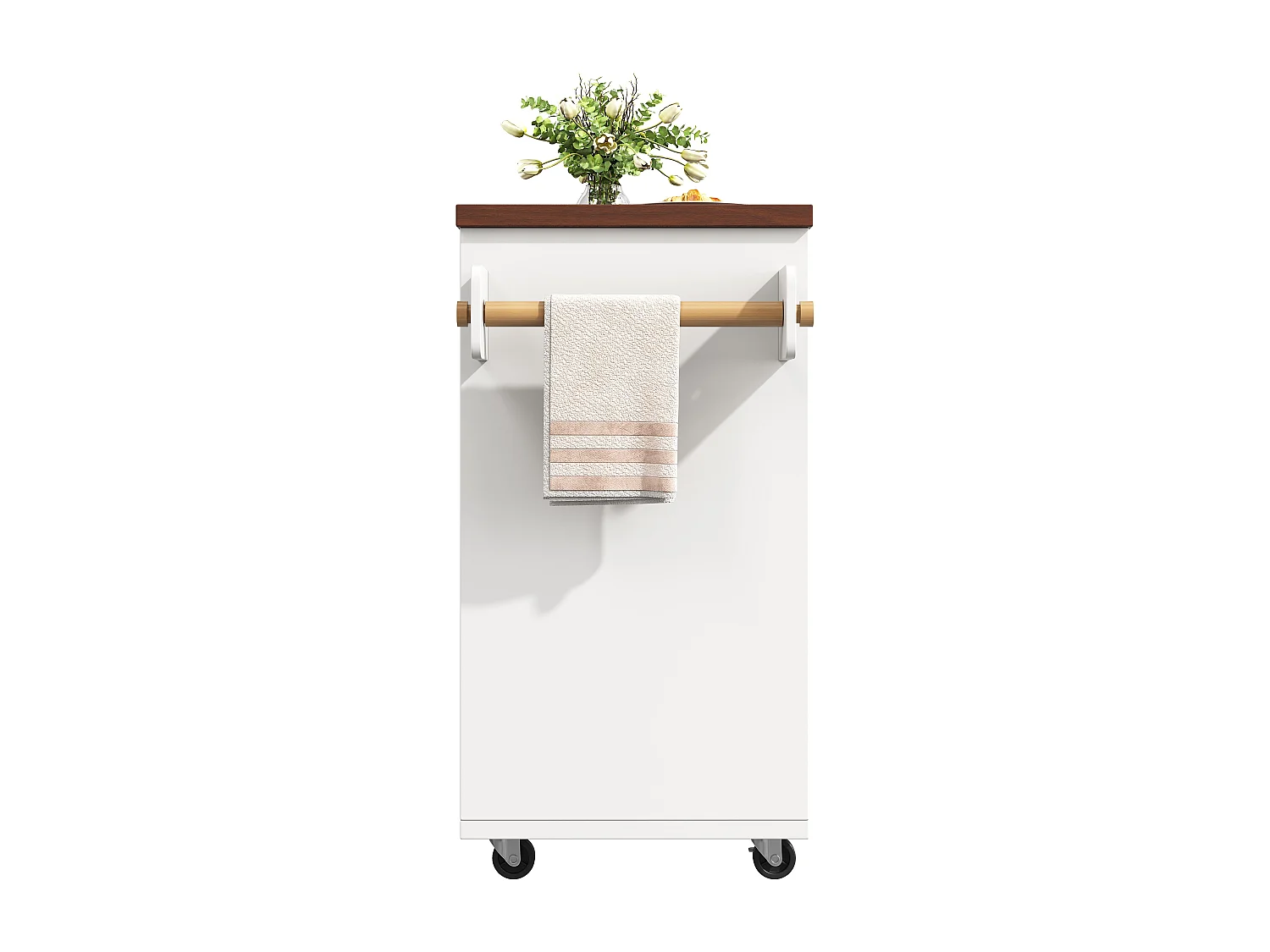 Îlot de cuisine extensible 131,5-210 cm avec table haute rangement 3 tiroirs 2 placards blanc bois