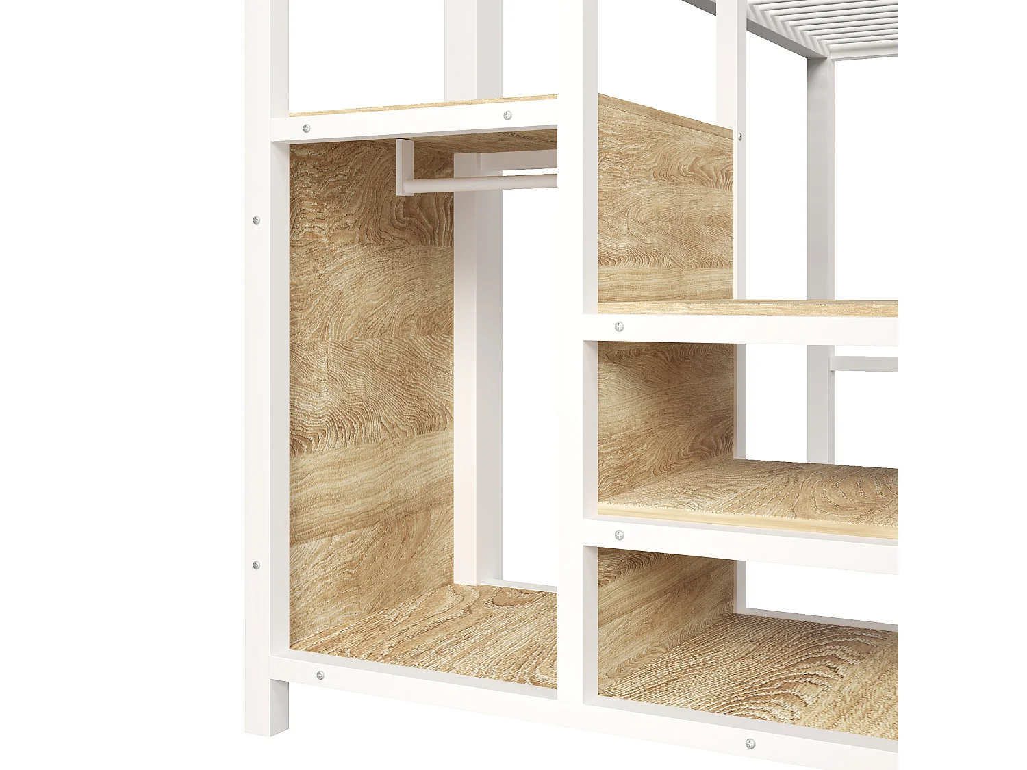 Lit mezzanine 140x200 pour chambre enfant et ado avec rangements - métal blanc